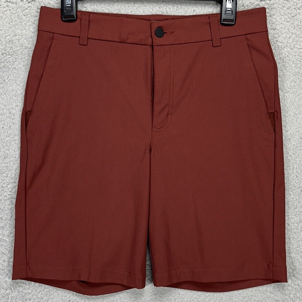 NEW VRST Mens Commuter Shorts 30 Burgundy Chino Flat Front Casual Pockets Logo
